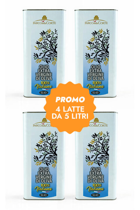 Scorta Grande Olio EVO 100% Italiano – Box 4 Latte da 5 L (20 litri)
